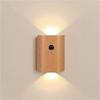 LED Wall Mounted Lamp Modern Motion Sensor Sconces, Rechargeable 500mAh Lithium Battery, Wood Up And Down Lights