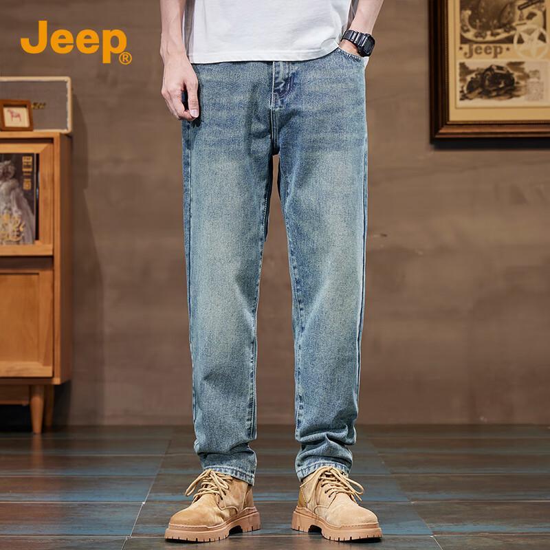 Jeep Мужские свободные прямые джинсы