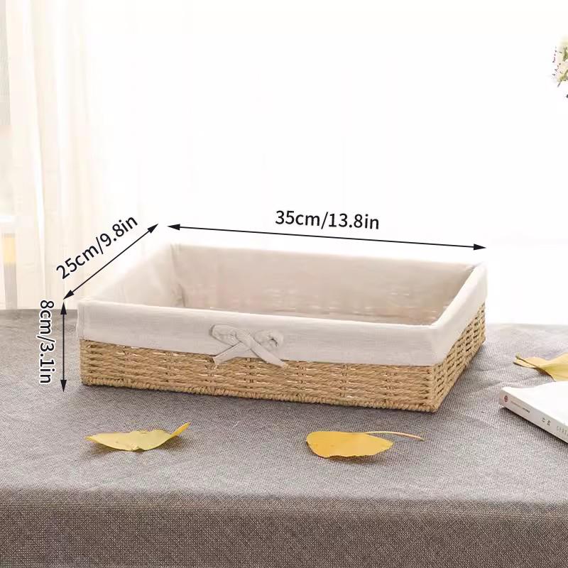 Large Wicker Bread Basket With Linen Liner Handmade Rattan Bread Serving & Storage Basket Snack Sundries Cosmetic Storage Case