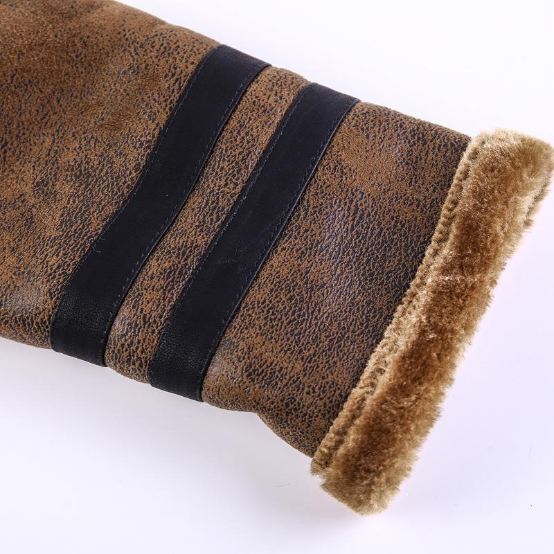 Мужская бархатная кожаная куртка с лацканами и меховой вставкой из бархата и утолщения