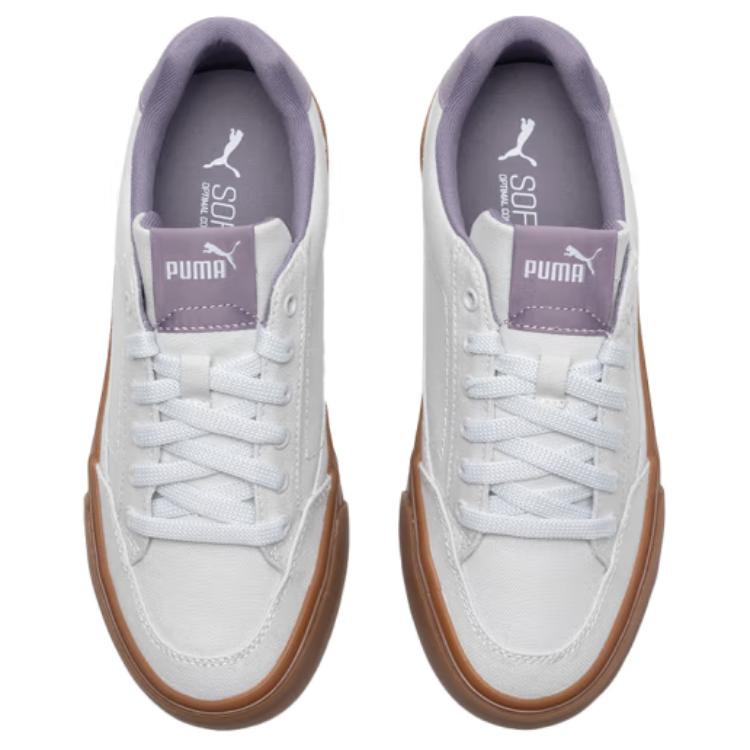 Puma Court Classic Series Vulc Ткань Синтетическая кожа Ретро Мода Повседневные Легкие Низкие Кроссовки Женские Кроссовки Белый Фиолетовый 395020-10