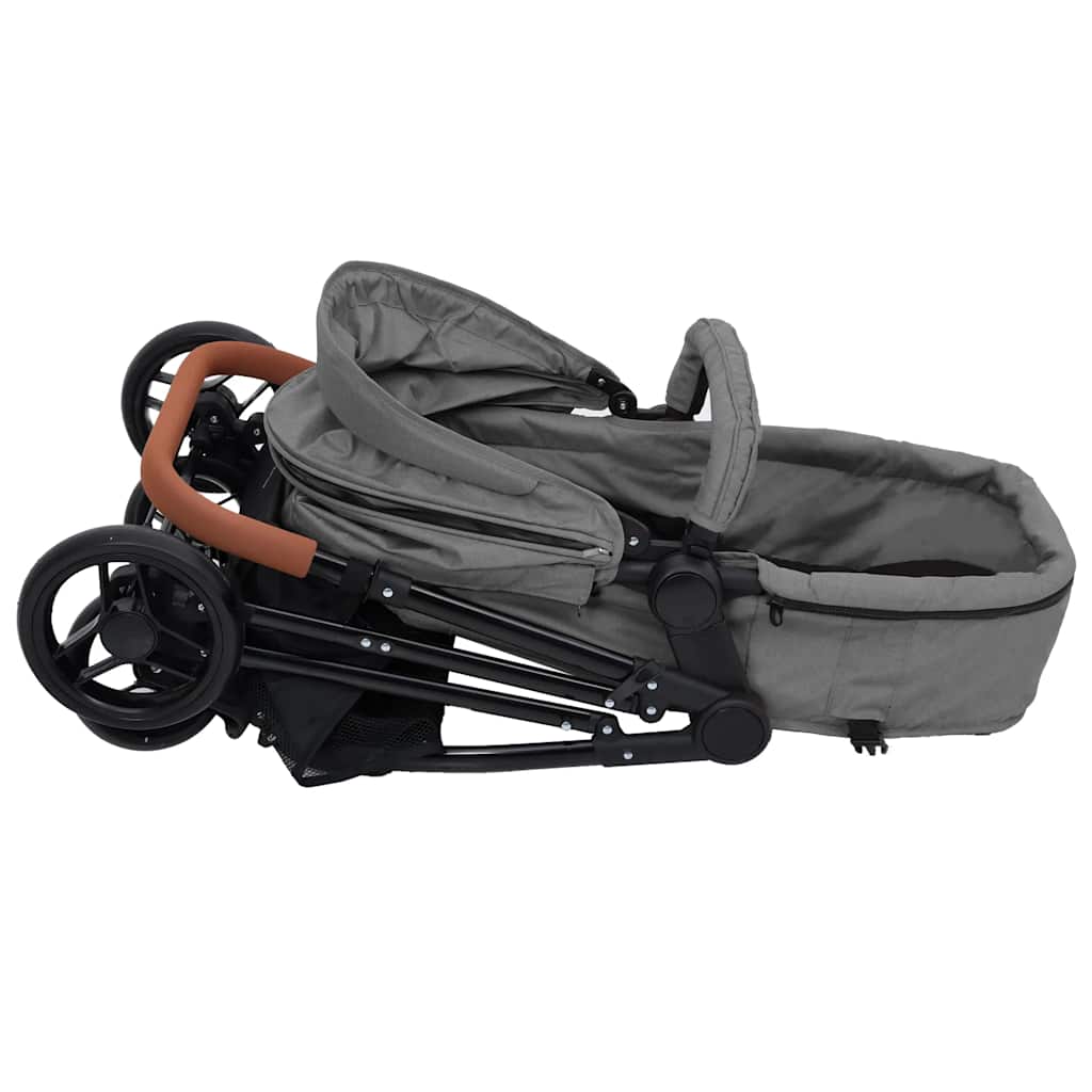 2 in 1 Stroller in Light Grey and Black Steel Frame
