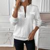 Women's Fashion Long Sleeve Solid Color Pullover Casual Zipper Sweatshirt