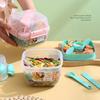 Portable 2 Layer Salad Bowls Lunch Box with Fork Meal Prep Food Storage Container Fresh-keeping Sealed Leakproof Bento Lunchbox