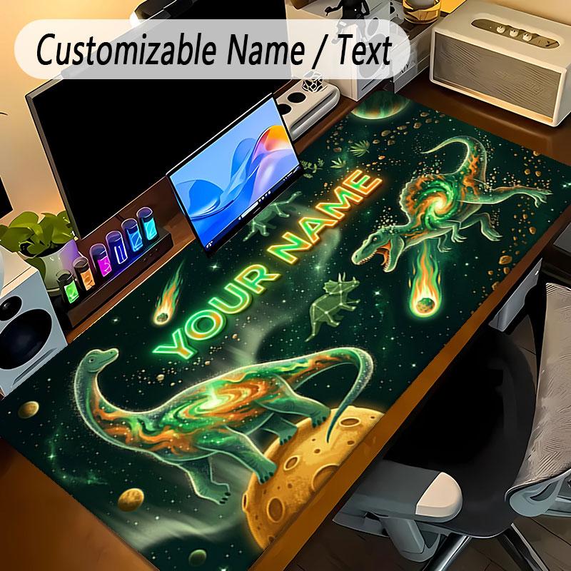 Dinosaur Theme Personalized Mouse Pad Custom Name Text Non Slip Desk Pad For Laptop Office Desktop