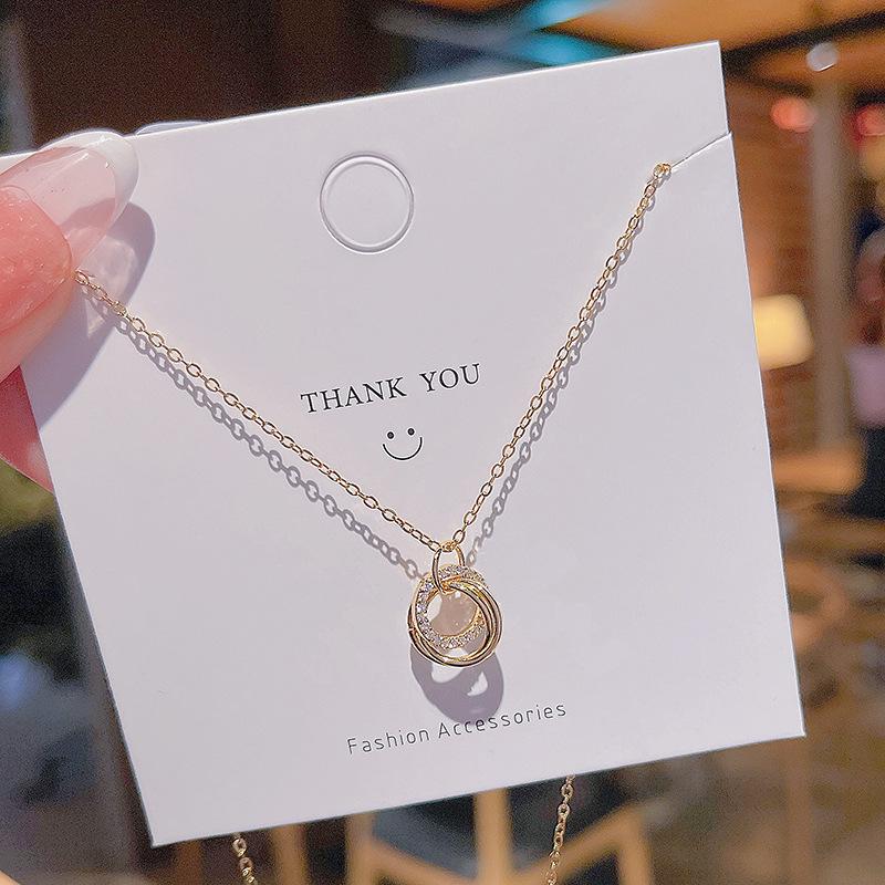 BLINGBAY женское ожерелье с подвеской в ​​виде двойного круга, ожерелье из титановой стали, темпераментное модное модное украшение для девочек, вечерние украшения на день рождения, подарок