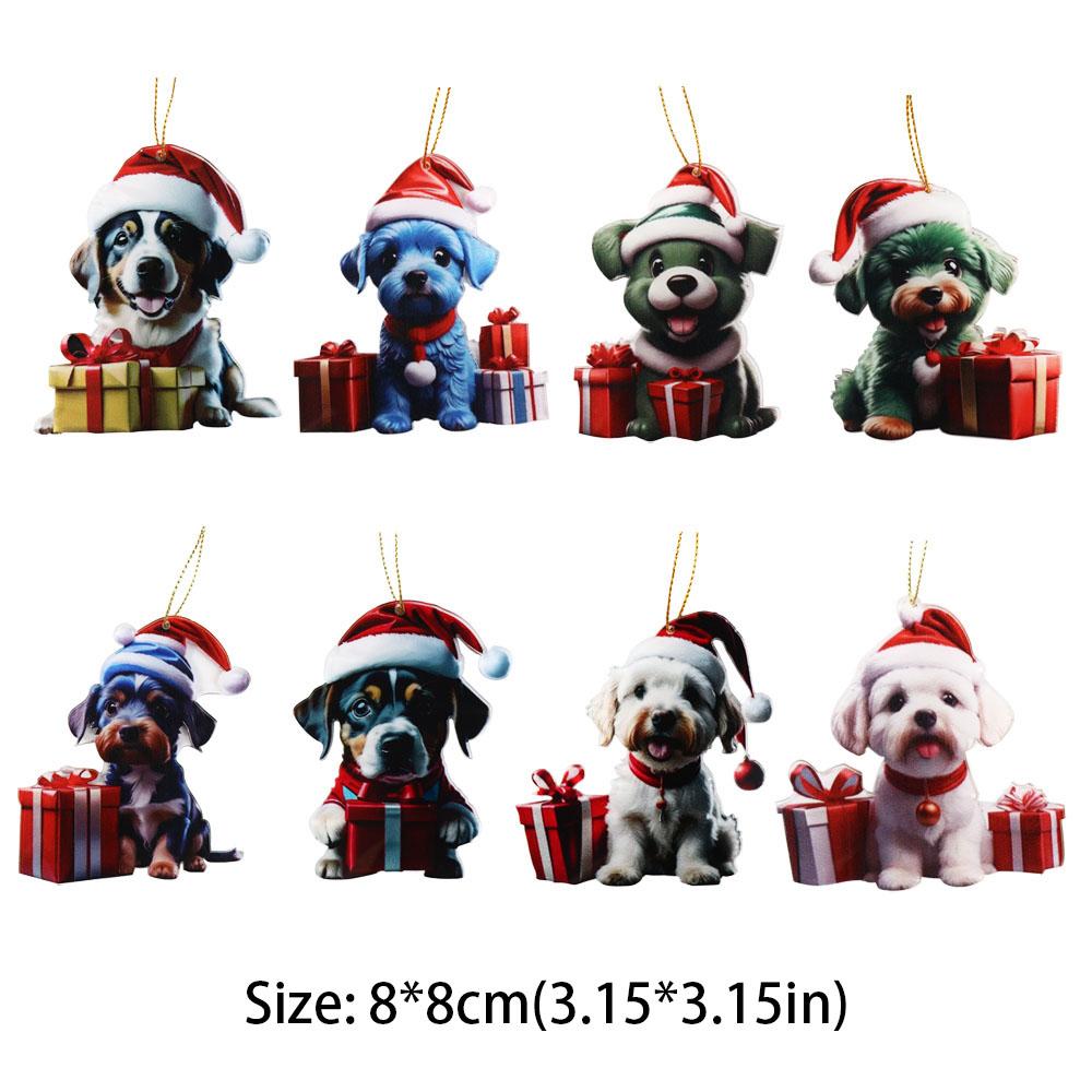 Acrylic Dog Christmas Ornament Handmade Christmas Decoration Dog Christmas Tree Pendant Office