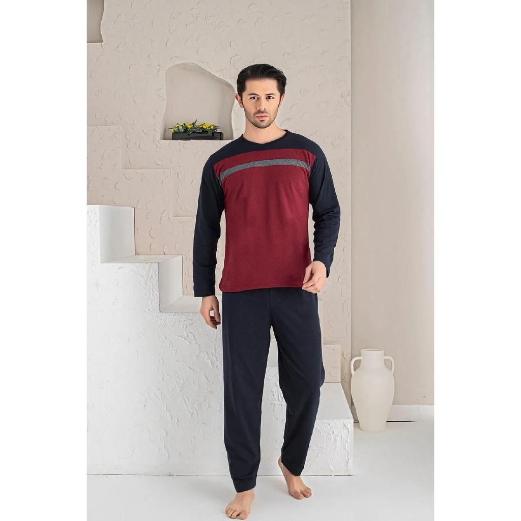 Мужской хлопковый пижамный комплект с длинными рукавами. Сезонный продукт.