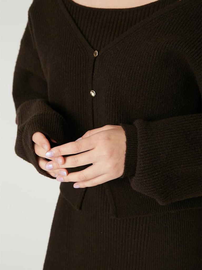 Вязаный кардиган и вязаное платье ансамбль FWNO255085BRWF 2-сторонний