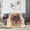 Fantasy animal Majestic Lion Throw Lightweight 240g Flannel Blanket Soft Skin-friendly for Summer Cooling