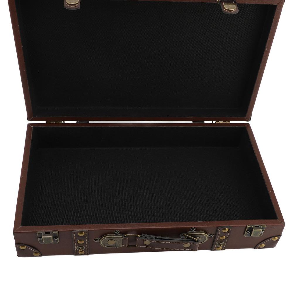 Wood Vintage Suitcase Leather Wooden Storage Box Decorative Luggage Trunk For Photography