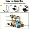 Двухуровневый выдвижной органайзер под раковину - Металлический, устойчивый к ржавчине, для хранения в кухонных и ванных шкафах, Идеально подходит для чистящих средств