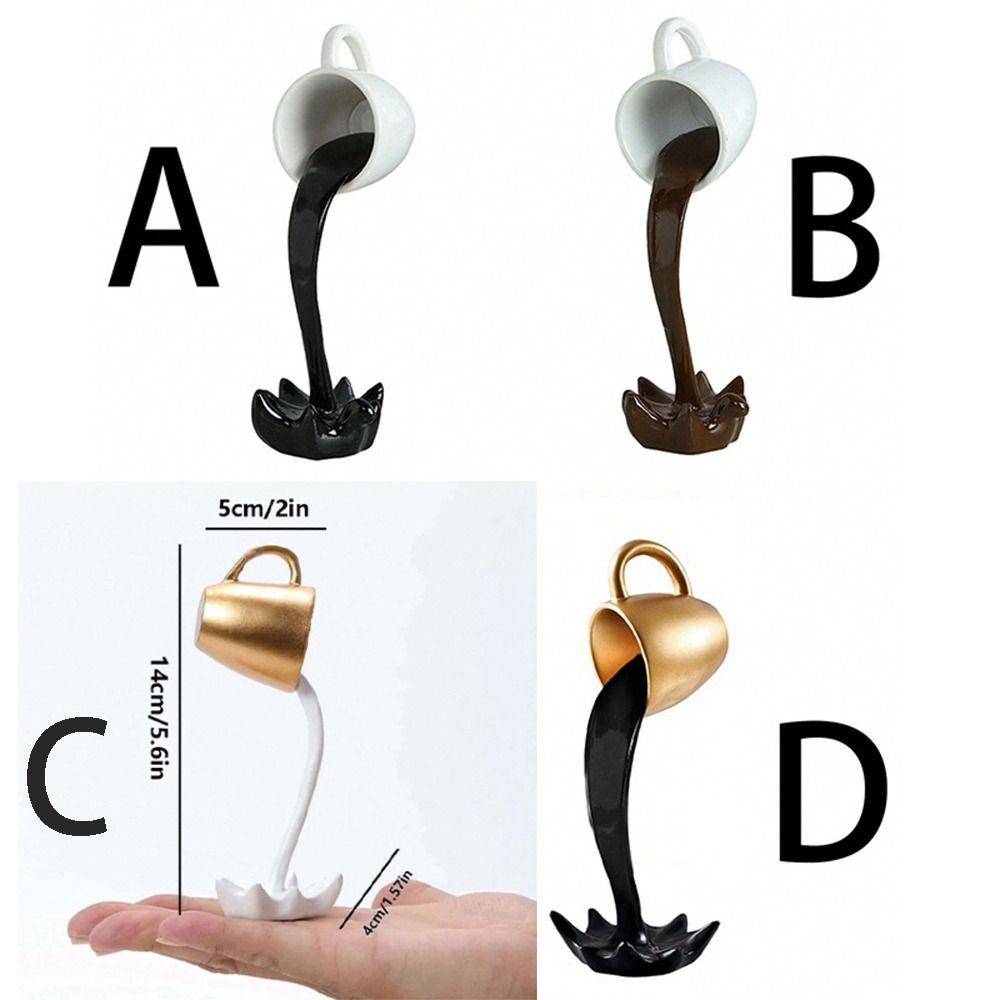 Decorative Floating Spilling Coffee Cup Resin Craft Suspended Cup Sculpture Kitchen