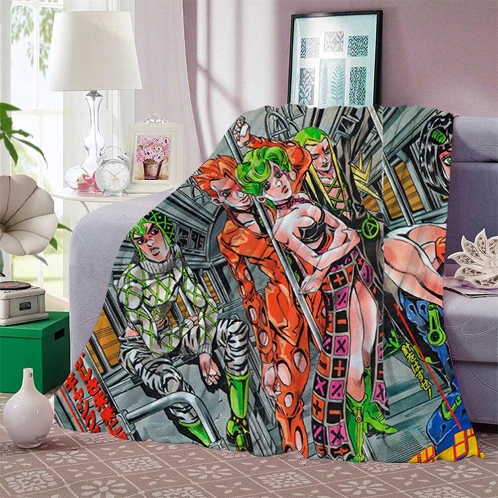 Фланелевые одеяла японского аниме «JoJo Bizarre Adventure» с принтом для детей и взрослых, одеяло, диван, путешествие, одеяло для студентов-подростков