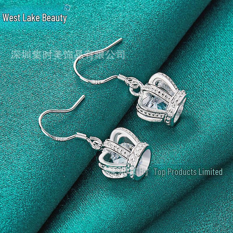 Серебряные серьги с цирконами для женщин - Красота Западного озера