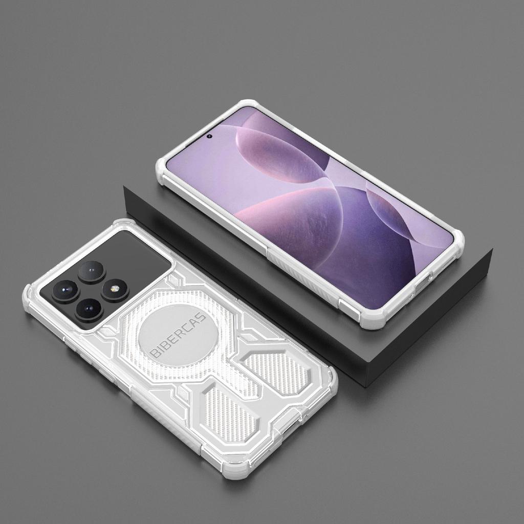 BIBERCAS J-16 Transparent Series Phone Case For Xiaomi Poco F6 Pro 5G/Redmi K70 5G/K70 Pro 5G Compatible with MagSafe TPU+PC Cover