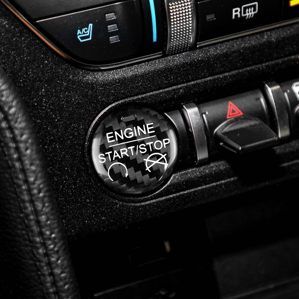 Carbon Fibre Start Stop Button Cover For Ford Mustang 2015-23 Engine Ignition Switch Protective Sticker Car Interior Accessories