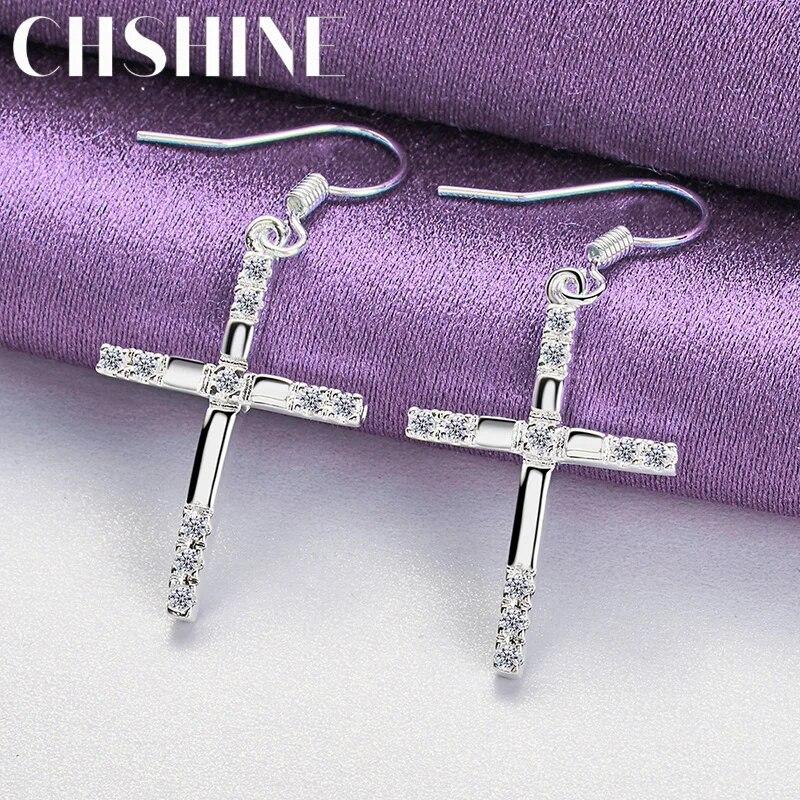 CHSHINE серьги из стерлингового серебра 925 пробы с крестом для женщин, свадебные и помолвочные модные очаровательные ювелирные изделия