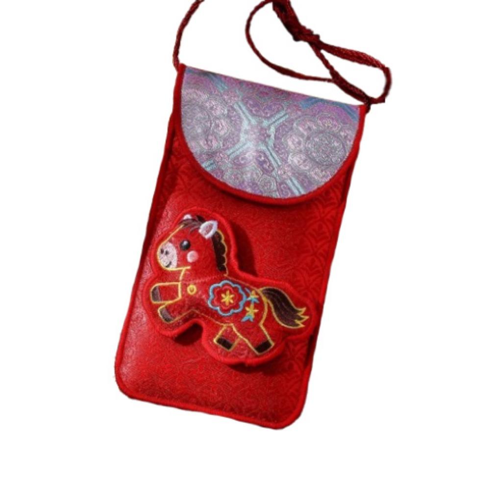 Chinese Style Horse Year Money Envelope Cartoon Creative Lucky Red Pocket Festival Thickened Cloth Red Envelope Chinese New Year