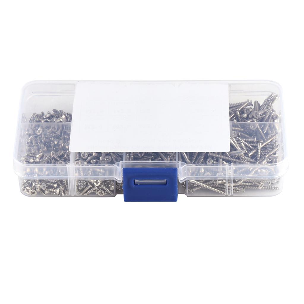 800 шт. M2 Саморезы с крестообразным шлицем и плоской головкой, крепеж для деревообработки с коробкой