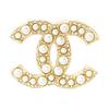 Chanel CC Brooch Artificial Crystal Women Brooch Gold White A64762-Y09530-Z2048