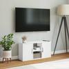 ODDA White TV Stand 79 x 24 x 40 cm Solid Pine Wood