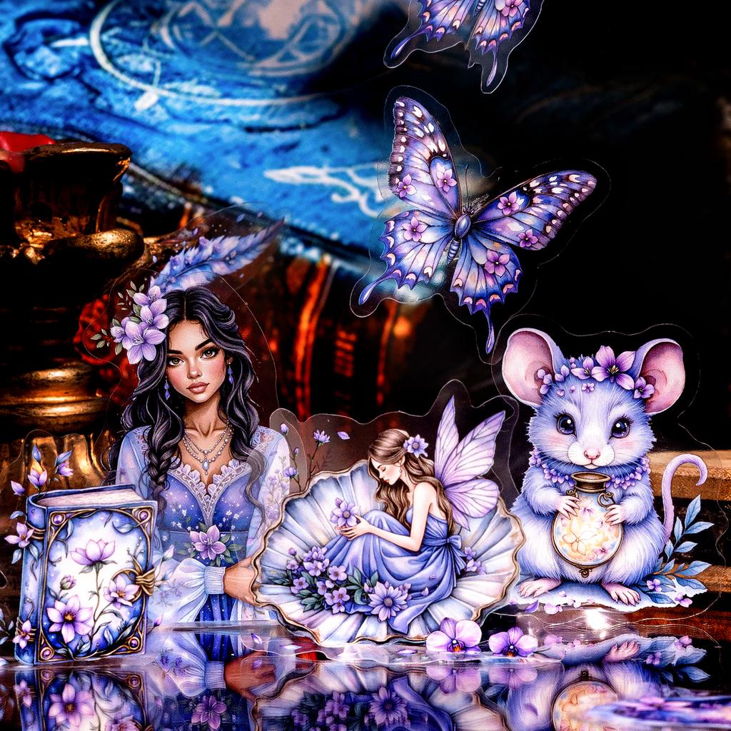 40 Sheets Gothic Magic Character Sticker Pack Dark Retro Theme Vintage PET Stickers For Scrapbooking DIY Craft Decoration