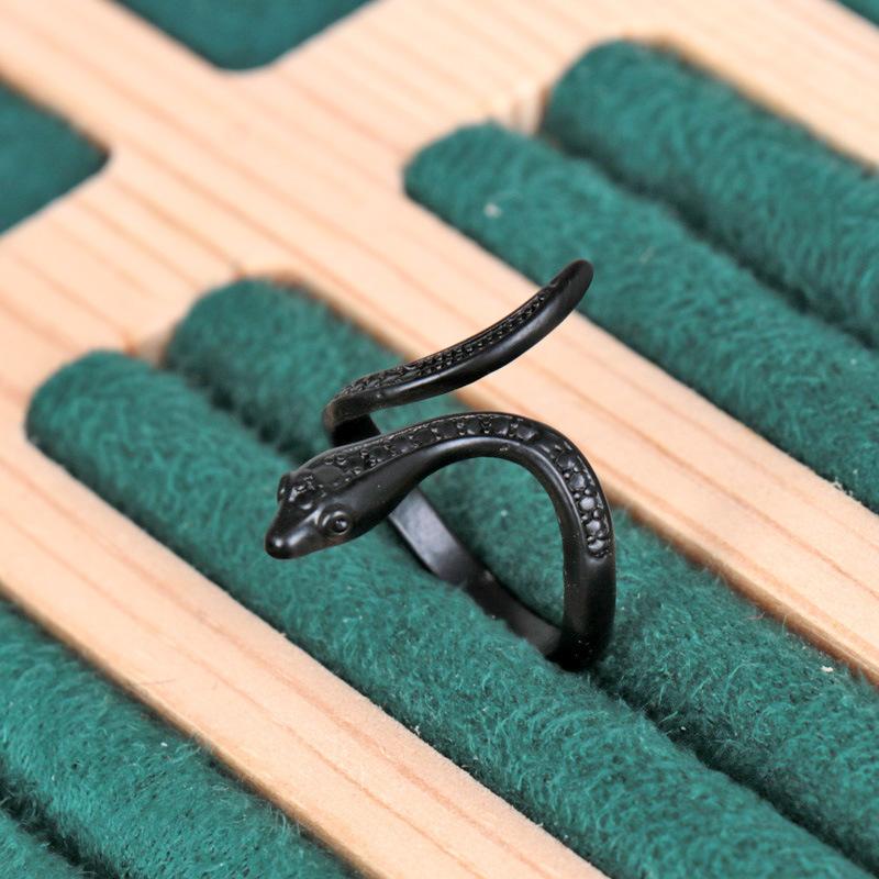 Twelve Zodiac Ins Design Retro Punk Style Open Snake Shaped Ring for Women