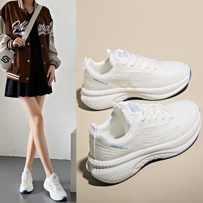 Летающая плетеная обувь 2025 весна новая корейская версия спортивной обуви женская сетчатая дышащая студенческая повседневная обувь плоская для бега K2502