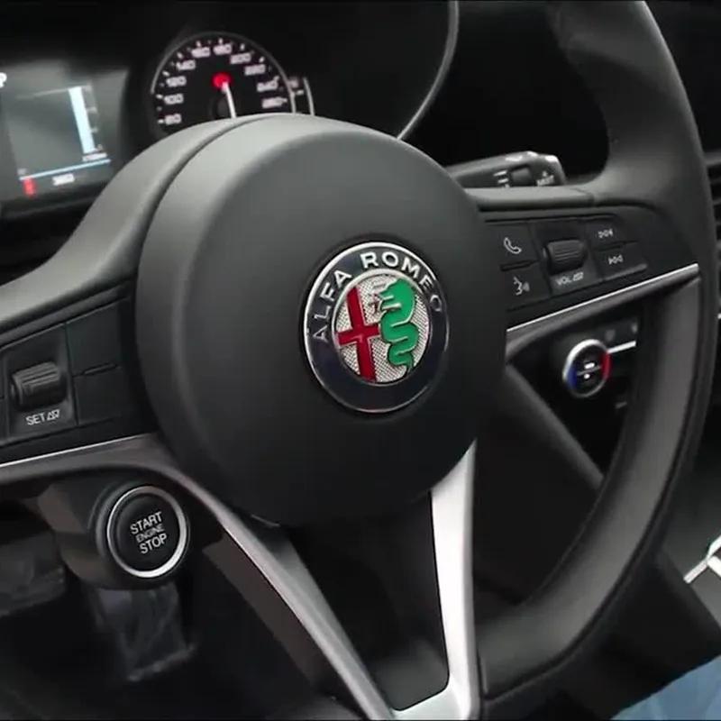 1Pc 40mm Car Steering Wheel Logo Badge Sticker for Alfa Romeo Mito Giulia Giulietta 147 156 166 159 Stelvio Sportiva 4C 8C GT