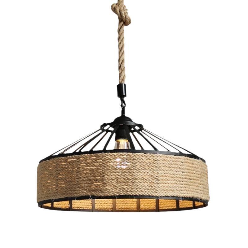 Retro Industrial American Pendant Light with Hemp Rope for Restaurants, Cafes & Bars