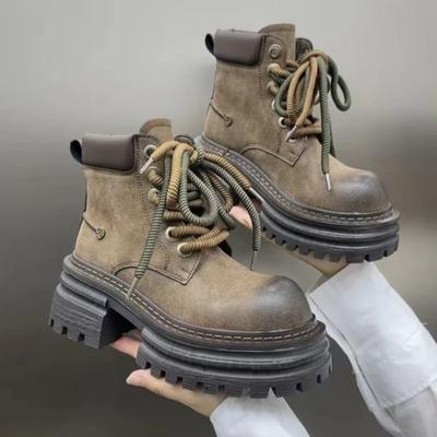 Модные рабочие ботинки AJGS на толстой платформе, женские нескользящие ботинки «Челси», дизайнерская зимняя обувь на шнуровке, повседневная, брендовая, модная