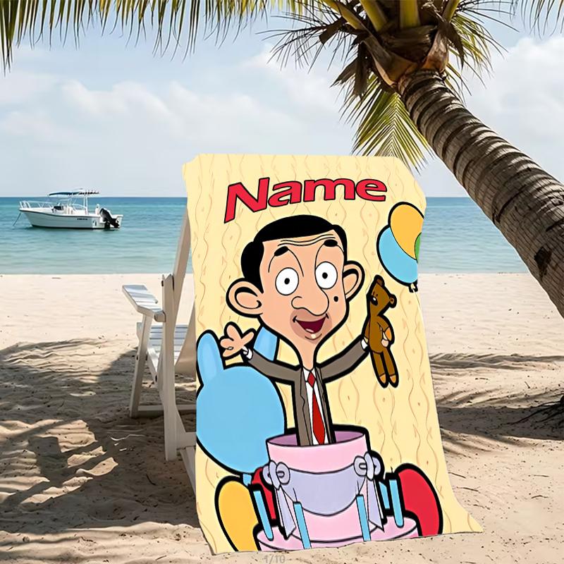 Customizable personalized beach towels Mr. Bean themed designs.Suitable for the beach, yoga, sports;ideal as beach accessories