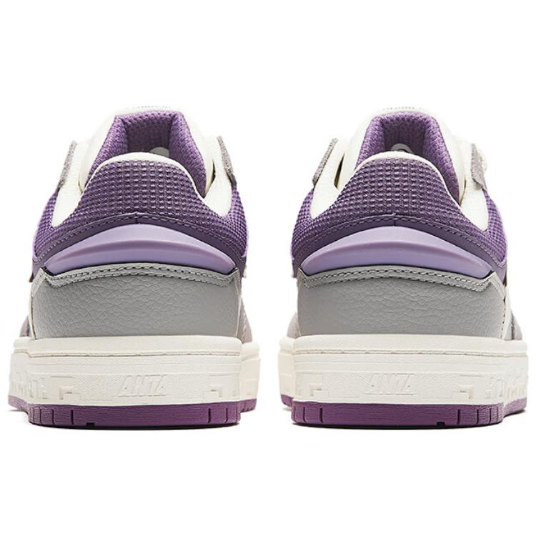 Anta Textile, Synthetic Leather, Split Suede Slip Resistant Abrasion Resistant Skateboard Shoes Women's Gray Purple 122418051-6