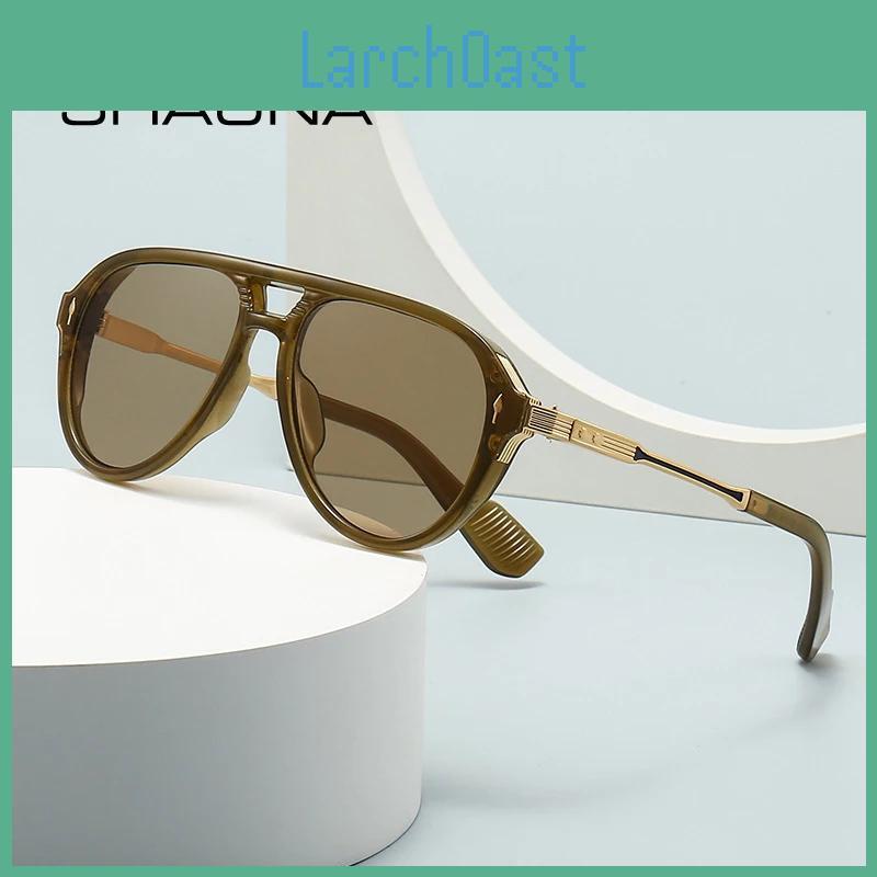Pilot Retro Double Bridges Shauna Men Sunglasses Fashion Shades Uv400 Trending Rivets Women Luxury Sun Glasses