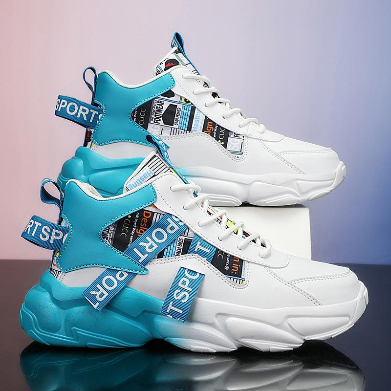 Мужская обувь большого размера, модная обувь с высоким вырезом, новая обувь в парном стиле на толстой подошве, повседневная спортивная обувь, обувь для папы, модная обувь