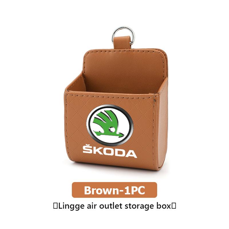 zbfwl3 For Skoda Car Interior Air Vent Storage Box Mini Phone Waste Storage Case Fabia Kamiq Superb Scala Enyaq-iV MK3 VisionS Yeti