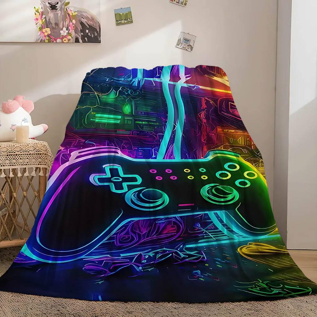 Красочный геймпад с принтом Фланелевое одеяло Семейное одеяло Плед Домашнее диванное одеяло Одеяла для перерыва на обед Детские студенческие одеяла Подарки для сна