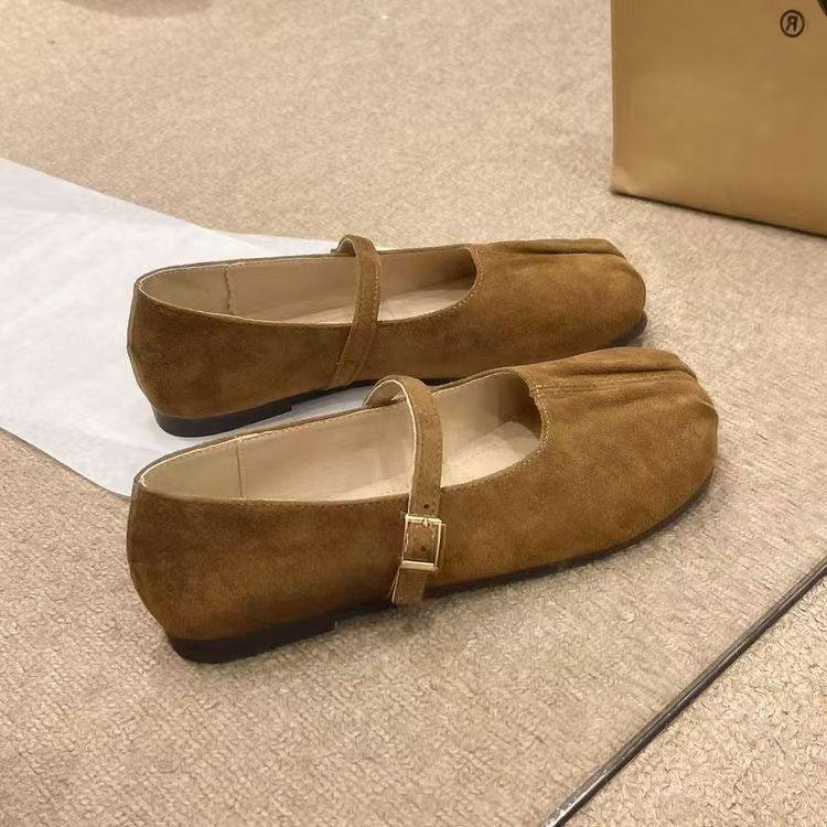 Ретро замша, легкий вырез с юбкой, одинарная обувь на плоской подошве, новый ремешок с одной пряжкой, обувь Дуду, круглый носок, туфли Мэри Джейн для женщин