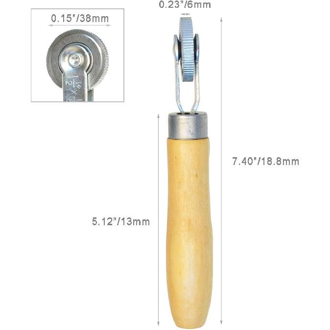 Tire Patch Roller Wooden Handle 1 1/2" Dia Tire Repair Tool (6Mm)