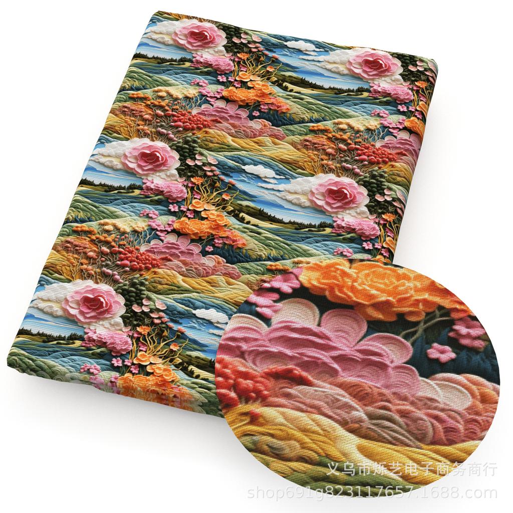 Сделай сам Синтетическая кожа Ткань Цветы Цветочный принт Имитация вышивки Искусственная кожа Обувь Имитация вышивки