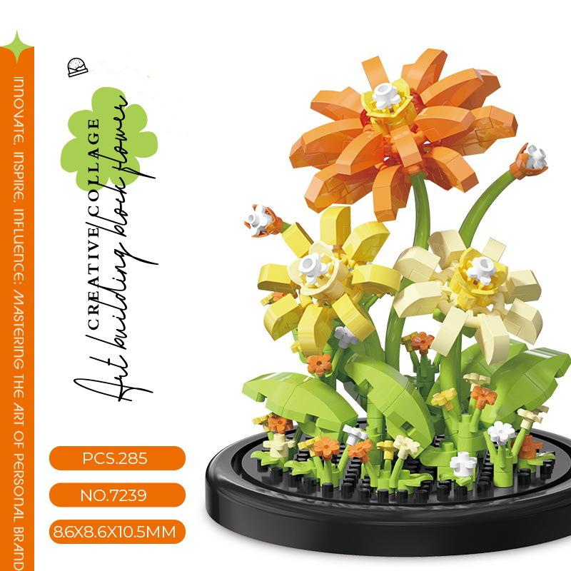 Вечный цветок мелкоблочные строительные блоки с крышкой детские развивающие игрушки для сборки настольные украшения совершенно новые