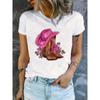 Cowboy and Floral Print T Shirt Women's Summer Cotton T Shirt Ladies Oversized Women's Loose Short Sleeve Pattern T Shirt Top