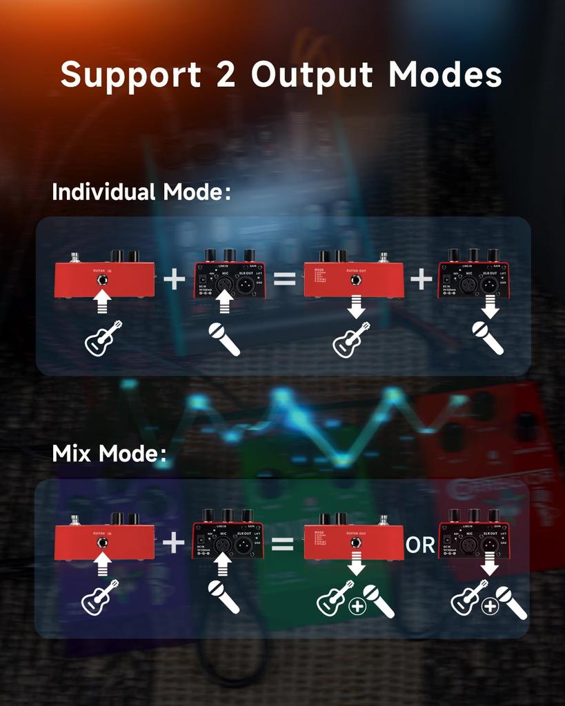 FLAMMA FV01 Vocal Pitch Correction Pedal Delay with Reverb Microphone Amplifier Stomp Box for Guitar