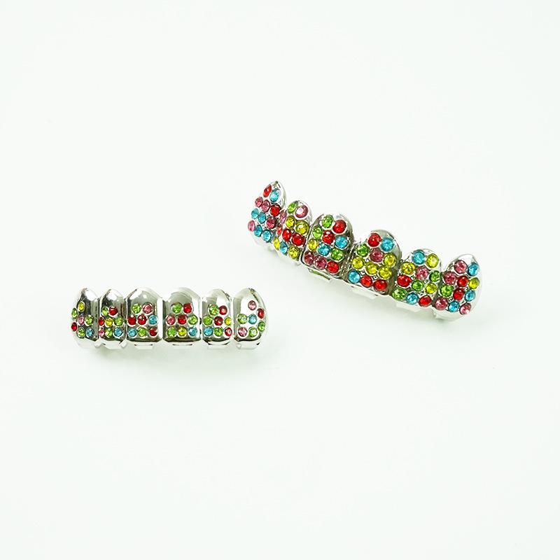 Colorful Rhinestone Hip Hop Grillz: Trendy European & American Street Rap Tooth Decoration