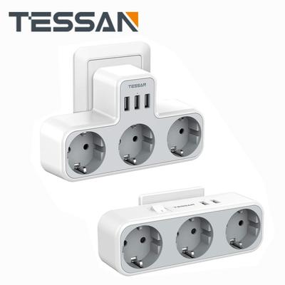 Tessan USB-розетка, настенный удлинитель с 1/3 розетками и 2/3 USB-портами, зарядное устройство EU с несколькими USB-переключателями для дома и офиса