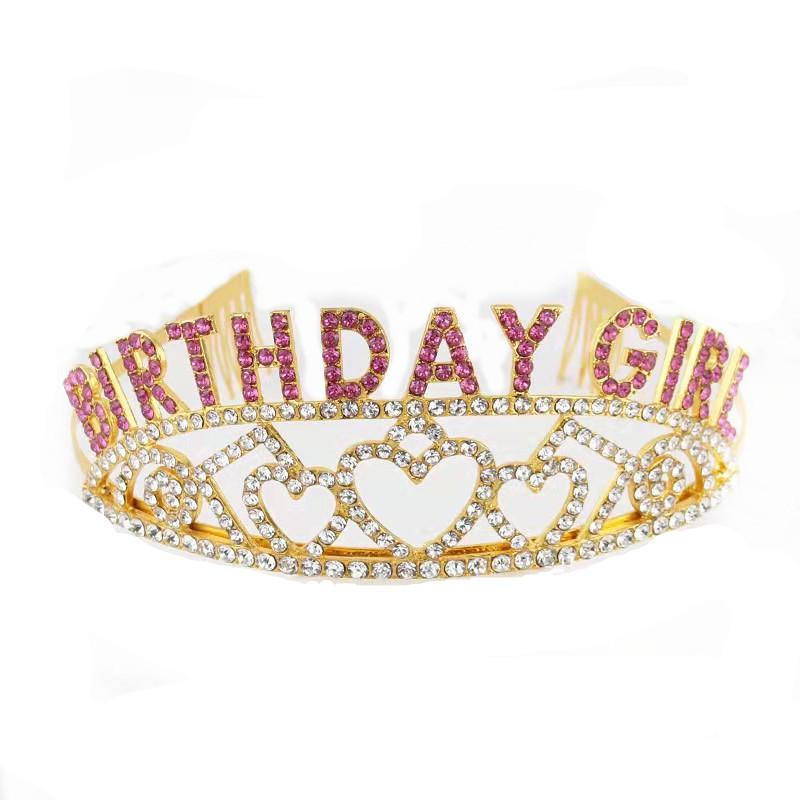Rhinestone Birthday Queen Girl Queen Princess, Love Birthday Crown Shoulder Strap Party Supplies