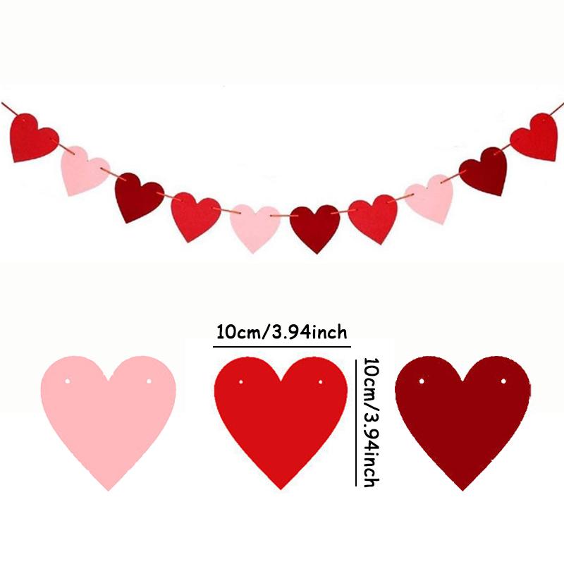 1set Valentine Day Banner Love Heart Paper Banners I Love You Anniversary Hanging Garland Party Supply