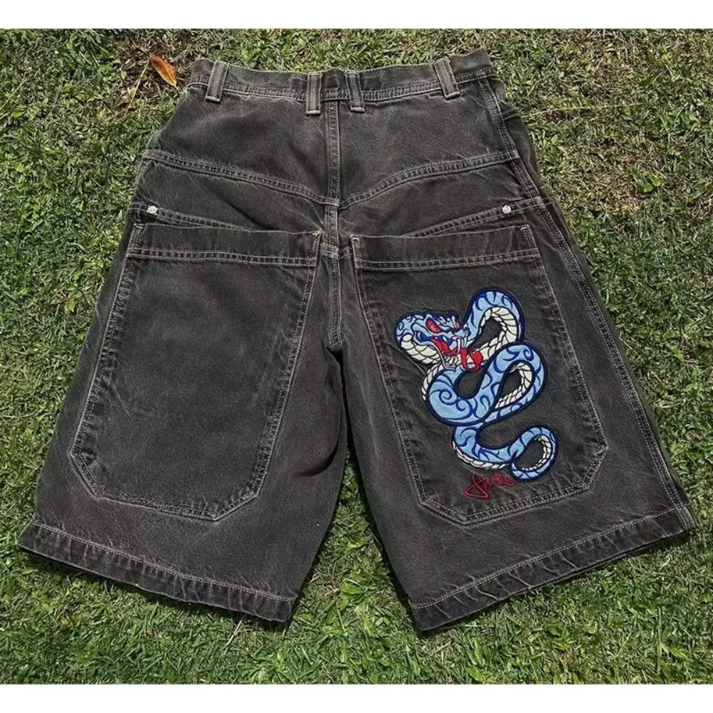 Мешковатые шорты Y2K, готические американские, с принтом карманов, джинсовые спортивные шорты 2000-х годов, винтажная уличная одежда, хип-хоп, мужские и женские, баскетбольные шорты