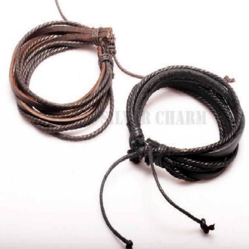 Leather Bracelets & Bangles for Men and Women Black and Brown Braided Rope Man Jewelry